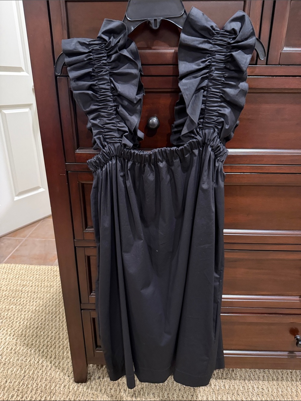 MONICA NERA Black Ruffled Strap Mini Dress